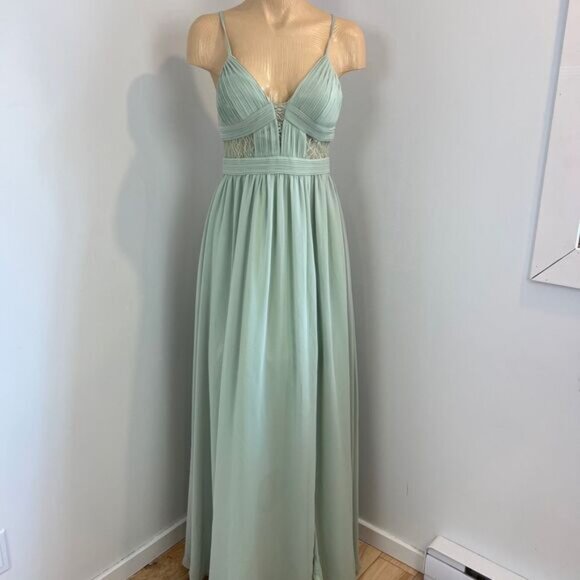 Azazie Mint Green Maxi Dress - Picture 1 of 16